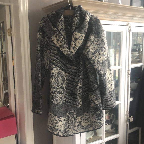 LUNDSTROM Black + White Hooded Sweater Jacket, S - Picture 5 of 7